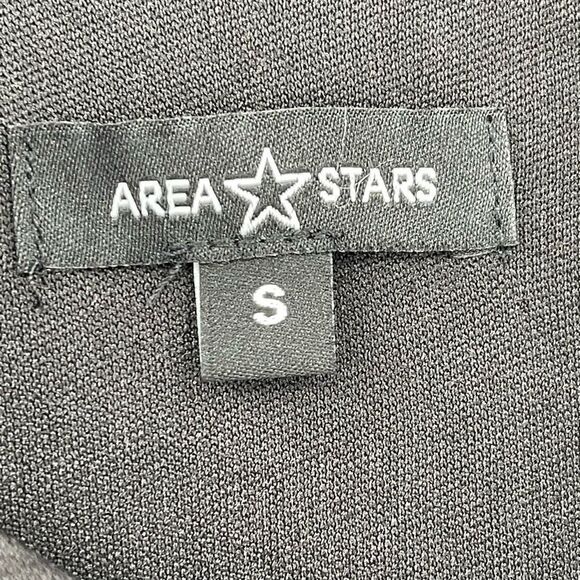 Area Stars Asymmetric Long Sleeve Crepe Bodycon Mini Dress Black Women Small NWT - Picture 4 of 6